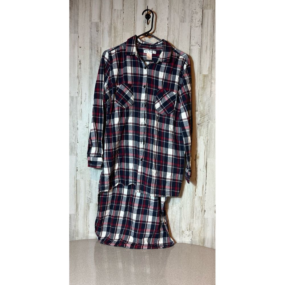 Say What Womens Hi-Lo Cotton Plaid Shirt XL
